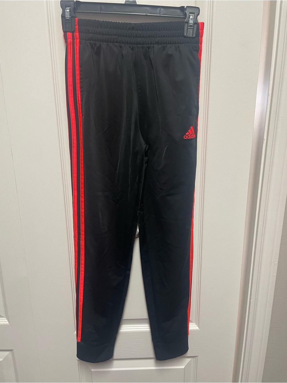 adidas Black Sweatpants with Red Side Stripes